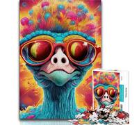 Puzzles 1000 pièces pour Adultes Cadeaux Art Animalier Autruche 1000 pièces pour Adolescents avec Affiche Assortie et fiche de Questions pour Les 14 Ans et Plus 38x26cm