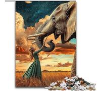 Puzzles 1000 pièces pour Adultes, Cadeaux, Art de l'éléphant, Jeu Stimulant et Jeu Familial avec des pièces entièrement emboîtables de Formes aléatoires 38x26cm