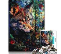 Puzzles 1000 pièces pour Adultes, Cadeaux, Art du Loup, défi Difficile, pièces entièrement emboîtables de Formes aléatoires, 38x26cm