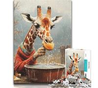 Puzzles 1000 pièces pour Adultes, Cadeaux, Art Girafe, Jeu Familial, Anti-Stress, défi Difficile, renforce l'amour Entre Couples (75x50cm)