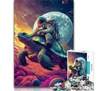 Puzzles 1000 pièces pour Adultes, Cadeaux, Astronaute chevauchant Une Tortue, Puzzle 1000 pièces, Anti-Stress, défi Difficile, adapté à la décoration de Bureau (Taille 75x50cm)