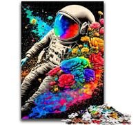 Puzzles 1000 pièces pour Adultes, Cadeaux, astronautes colorés, Divertissement en Famille avec Affiche et fiche de Questions Assorties, pour Les 14 Ans et Plus, 26x38cm
