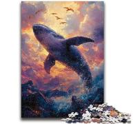 Puzzles 1000 pièces pour Adultes Cadeaux Baleines au Coucher du Soleil pour Les 14 Ans et Plus Jouet éducatif intellectuel décompressant Excellent Cadeau 50x75cm