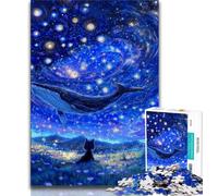Puzzles 1000 pièces pour Adultes, Cadeaux Baleines sous Le Ciel étoilé, Aide Le Cerveau à exercer, Jouets addictifs pour cultiver la Patience, décoration Murale 38x26cm
