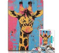 Puzzles 1000 pièces pour Adultes, Cadeaux Basquiat Girafe, Anti-Stress, Staycation Kill Time, avec Affiche et fiche de Questions Assorties (75x50cm)