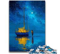 Puzzles 1000 pièces pour Adultes, Cadeaux, Bateau naviguant sous Le Ciel étoilé, Divertissement en Famille avec Affiche Assortie et fiche de Questions pour Les 14 Ans et Plus, 50x75cm