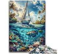 Puzzles 1000 pièces pour Adultes Cadeaux Bateau naviguant sur l'océan, Jeu Familial Anti-Stress Défi Difficile Une œuvre d'art pour Les 14 Ans et Plus 26X38CM
