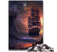 Puzzles 1000 pièces pour Adultes, Cadeaux, Bateaux Pirates, Paysage, Jeu Stimulant et éducatif en Famille pour Anniversaire et Noël, 50x75cm