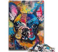 Puzzles 1000 pièces pour Adultes, Cadeaux, Bouledogue français, Graffiti, pour Les 14 Ans et Plus, Jeux éducatifs pour Adultes et Adolescents, Illustration, Cadeau, 50x75cm