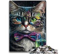 Puzzles 1000 pièces pour Adultes, Cadeaux, Chat avec nœud, Jeux éducatifs, décoration d'intérieur, Collection d'artistes, Beaux-Arts, 26x38cm