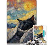 Puzzles 1000 pièces pour Adultes, Cadeaux, Chat Noir, Puzzle 1000 pièces, Jeu Stimulant, Jouets, décoration Murale, Cadeaux d'anniversaire et de Noël Uniques (Taille 38x26cm)