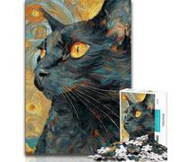 Puzzles 1000 pièces pour Adultes, Cadeaux, Chat sous Le Ciel étoilé, Puzzle 1000 pièces, pour renforcer l'amour Entre Les Couples à partir de 14 Ans (Taille 75x50cm)