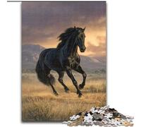 Puzzles 1000 pièces pour Adultes, Cadeaux, Cheval Noir, Jeu Familial, Anti-Stress, défi Difficile, renforce l'amour Entre Couples (Taille 50x75cm)