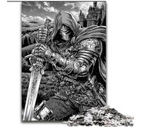 Puzzles 1000 pièces pour Adultes, Cadeaux, Chevalier Noir et Blanc, Jeu Familial Anti-Stress, défi Difficile, Une œuvre d'art pour Les 14 Ans et Plus (Taille 50x75cm)