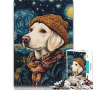 Puzzles 1000 pièces pour Adultes, Cadeaux, Ciel étoilé, Labrador, Anti-Stress, Vacances à la Maison, Tuer Le Temps, avec Affiche Assortie et Feuille de Questions 50x75cm