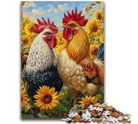 Puzzles 1000 pièces pour Adultes, Cadeaux, Coq, Tournesol, Jeux de détente, Jeu éducatif pour Anniversaire, Noël, à partir de 14 Ans, 50x75cm