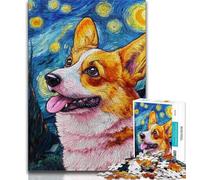 Puzzles 1000 pièces pour Adultes, Cadeaux Corgi sous Le Ciel Nocturne, Design Dynamique et Unique, expérience de Puzzle relaxante et stimulante (75x50cm)
