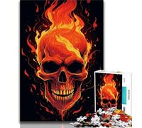 Puzzles 1000 pièces pour Adultes, Cadeaux, crâne en feu, Puzzle pour Adolescents, Vacances à la Maison, pièces de Formes aléatoires entièrement emboîtables (Taille 75x50cm)