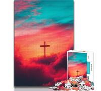 Puzzles 1000 pièces pour Adultes, Cadeaux Croix au Coucher du Soleil, Puzzle 1000 pièces, pour renforcer l'amour Entre Les Couples à partir de 14 Ans (Taille 75x50cm)