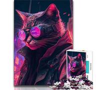 Puzzles 1000 pièces pour Adultes, Cadeaux, Cyberpunk, Chat Humain, 1000 pièces, pour renforcer l'amour Entre Couples, à partir de 14 Ans (Taille 38x26cm)