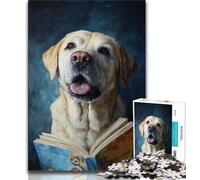 Puzzles 1000 pièces pour Adultes Cadeaux de Lecture Puzzles Golden Retriever pour Adultes Anti-Stress défi Difficile Cadeaux du Père Noël Secret 38x26cm