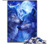 Puzzles 1000 pièces pour Adultes, Cadeaux Deux Loups Bleus, Jeux éducatifs, décoration d'intérieur, idéal comme Cadeau pour Toute la Famille 38x26cm