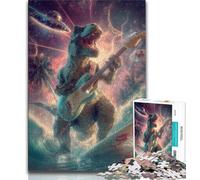 Puzzles 1000 pièces pour Adultes, Cadeaux Dinosaure Jouant de la Guitare, Anti-Stress, Vacances à la Maison, Tuer Le Temps, améliorer l'amour Entre Couples 38x26cm