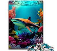Puzzles 1000 pièces pour Adultes, Cadeaux, Divertissement en Famille avec Requins, Affiche et fiche de Questions Assorties, pour Les 14 Ans et Plus, 50x75cm