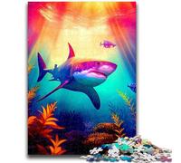 Puzzles 1000 pièces pour Adultes, Cadeaux, Divertissement Familial avec Requins, Affiche et fiche de Questions Assorties, pour Les 14 Ans et Plus, 26x38cm