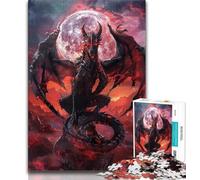 Puzzles 1000 pièces pour Adultes, Cadeaux Dragon de la Lune de Sang, Puzzle Adolescent, Vacances à la Maison, pièces de Formes aléatoires entièrement emboîtables (Taille 75x50cm)