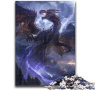 Puzzles 1000 pièces pour Adultes, Cadeaux, Dragon Volant Fantastique, 1000 pièces pour Adolescents, avec Affiche et fiche de Questions Assorties, pour Les 14 Ans et Plus (50x75cm)