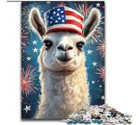 Puzzles 1000 pièces pour Adultes, Cadeaux, Drapeau américain, alpaga, pour 14 Ans et Plus Un Jeu Stimulant à Offrir à Toute la Famille et aux Amis (Taille 50x75cm)