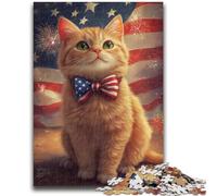 Puzzles 1000 pièces pour Adultes, Cadeaux, Drapeau américain, Chat, Jeux éducatifs, décoration de la Maison, Jeu éducatif pour Anniversaire, Noël, 50x75cm
