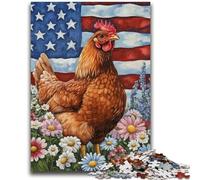 Puzzles 1000 pièces pour Adultes, Cadeaux, Drapeau américain, Coq, pour Les 14 Ans et Plus, Jeux éducatifs pour Adultes et Adolescents, Illustration, Cadeau, 50x75cm