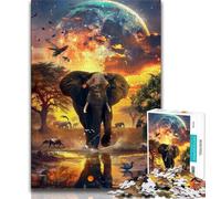 Puzzles 1000 pièces pour Adultes, Cadeaux éléphants d'Afrique, Jouet éducatif et décompressant, Cadeau d'anniversaire, Cadeaux (75x50cm)