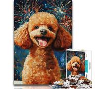 Puzzles 1000 pièces pour Adultes, Cadeaux, Feux d'artifice, Caniche, Jeux éducatifs, décoration d'intérieur, décoration d'intérieur Unique et Cadeaux (38x26cm)