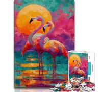 Puzzles 1000 pièces pour Adultes, Cadeaux, Flamant Rose, Jeu Familial, Anti-Stress, défi Difficile, renforce l'amour Entre Couples (38x26cm)