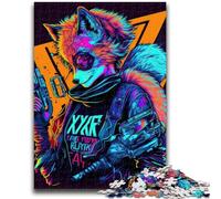 Puzzles 1000 pièces pour Adultes, Cadeaux Fox Neon, Jeu Stimulant et éducatif en Famille pour Anniversaire et Noël, 26x38cm
