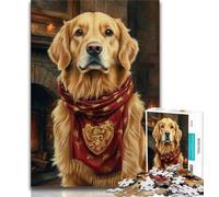 Puzzles 1000 pièces pour Adultes, Cadeaux Golden Retriever Magique, activités familiales Amusantes à la Maison, Cadeau d'anniversaire, Cadeaux de Voyage 38x26cm