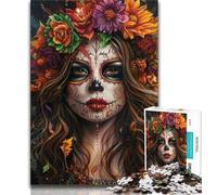 Puzzles 1000 pièces pour Adultes, Cadeaux Gothiques, Roses, crânes et Papillons, Puzzle 1000 pièces, Anti-Stress, défi Difficile, adapté à la décoration de Bureau (Taille 38x26cm)
