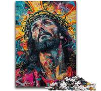 Puzzles 1000 pièces pour Adultes, Cadeaux, Graffiti Jésus, Jeu Familial, Anti-Stress, défi Difficile, Une œuvre d'art pour Les 14 Ans et Plus, 26x38cm