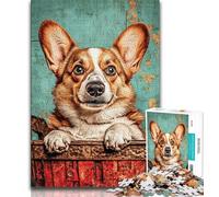 Puzzles 1000 pièces pour Adultes, Cadeaux Happy Corgi, Design Dynamique et Unique, expérience de Puzzle relaxante et stimulante (75x50cm)