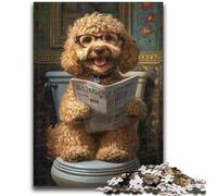 Puzzles 1000 pièces pour Adultes, Cadeaux, Happy Goldendoodle, Anti-Stress, Staycation, Kill Time, liste de souhaits avec Père Noël 38x26cm