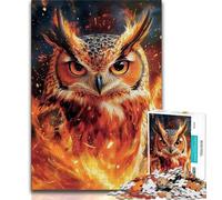 Puzzles 1000 pièces pour Adultes, Cadeaux, Hibou Flamme, Puzzle 1000 pièces, Anti-Stress, défi Difficile, adapté à la décoration de Bureau (Taille 38x26cm)