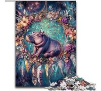 Puzzles 1000 pièces pour Adultes, Cadeaux Hippo Dream Catcher, Jouet éducatif et décompressant, Cadeau d'anniversaire, décoration Murale (Taille 26x38cm)