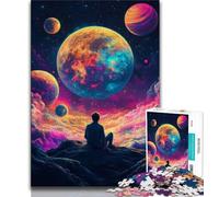 Puzzles 1000 pièces pour Adultes, Cadeaux, Homme Assis sur la Lune, Jeu Familial, Anti-Stress, défi Difficile, renforce l'amour Entre Couples (38x26cm)