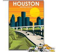 Puzzles 1000 pièces pour Adultes, Cadeaux, Houston, Texas, Voyage, Art, Anti-Stress, séjour, Tuer Le Temps, décoration Parfaite pour Les 14 Ans et Plus (50x75cm), 1000 pièces