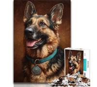 Puzzles 1000 pièces pour Adultes, Cadeaux, Joyeux Berger Allemand, Anti-Stress, Vacances à la Maison, avec Affiche et fiche de Questions-réponses Assorties (38x26cm)