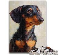 Puzzles 1000 pièces pour Adultes, Cadeaux, Joyeux Teckel, Anti-Stress, séjour, Tuer Le Temps, liste de souhaits avec Le Père Noël, 38x26cm