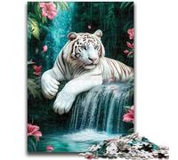 Puzzles 1000 pièces pour Adultes, Cadeaux, Jungle, Tigre Blanc, Anti-Stress, séjour, Tuer Le Temps, liste de souhaits avec Le Père Noël, 38x26cm